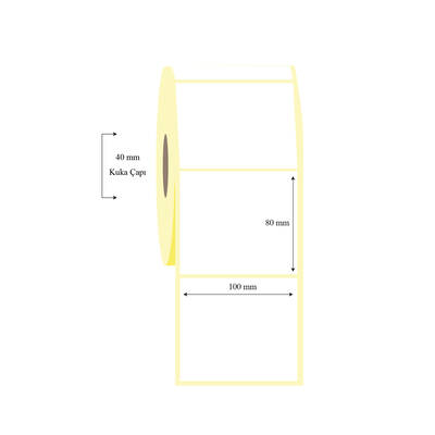 100mm x 80mm Tekli Kuşe Etiket