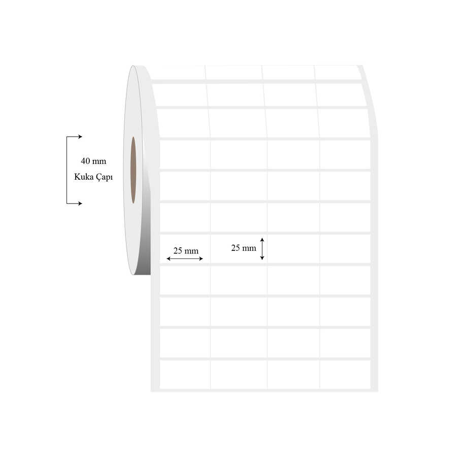 25mm x 25mm 4 Lü Bitişik PP Şeffaf Etiket