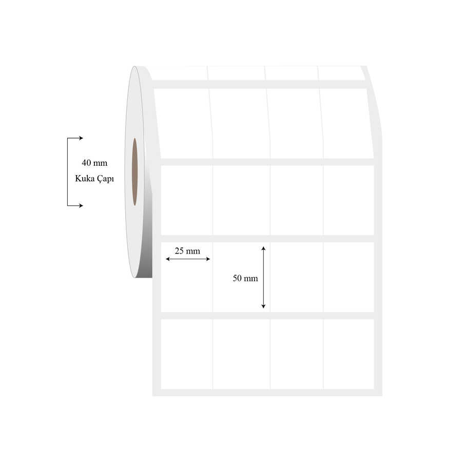 25mm x 50mm 4 Lü Bitişik PP Şeffaf Etiket