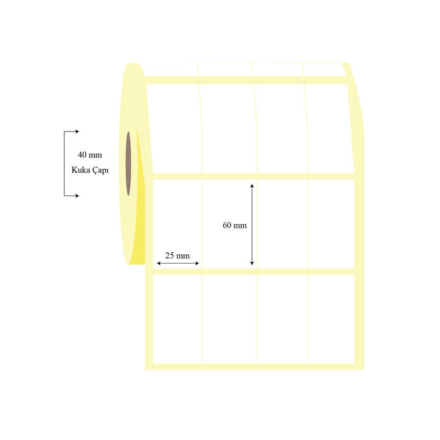 25mm x 60mm 4 Lü Bitişik Kuşe Etiket