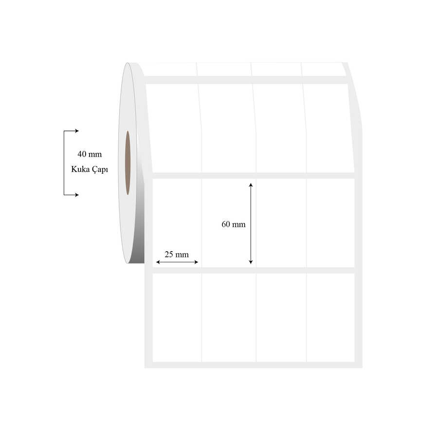 25mm x 60mm 4 Lü Bitisik PP Şeffaf Etiket