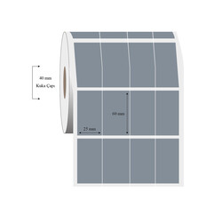 25mm x 60mm 4 Lü Bitisik Silvermat Etiket - 