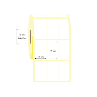30mm x 60mm 3 Lü Bitişik PP Opak Etiket - 1