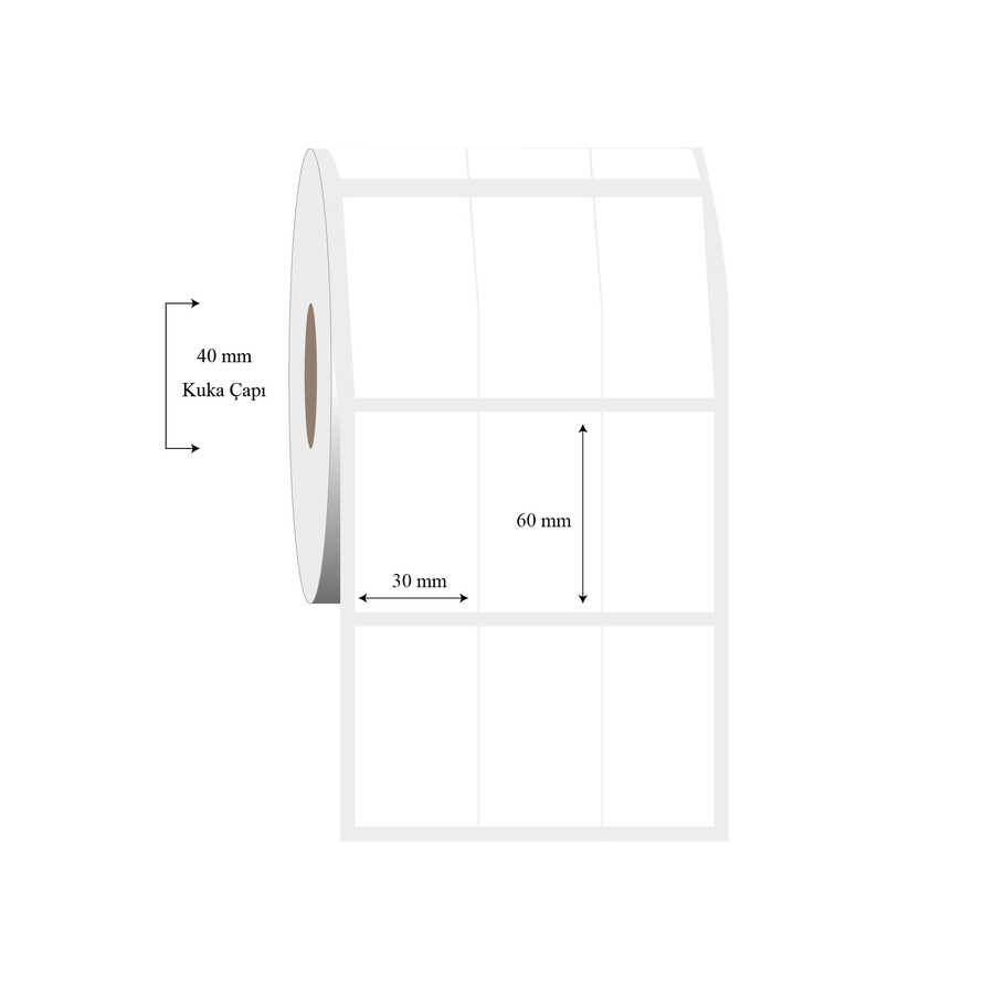30mm x 60mm 3 Lü Bitişik PP Şeffaf Etiket