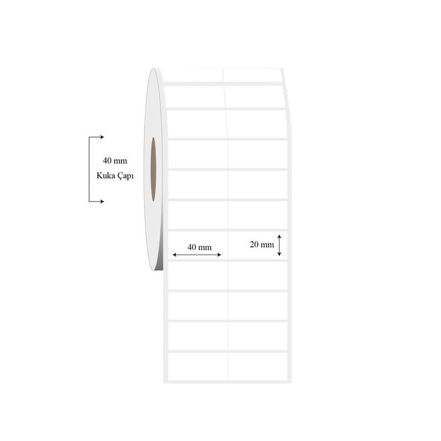 40mm x 20mm 2 li Bitişik PP Şeffaf Etiket