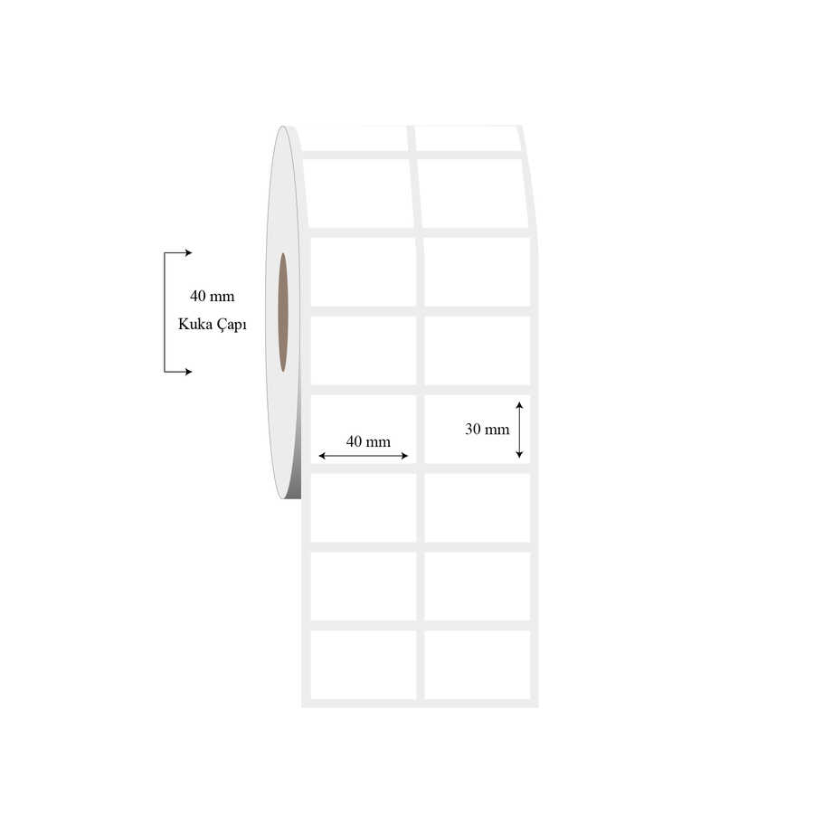 40mm x 30mm 2 li Ayrık PP Şeffaf Etiket