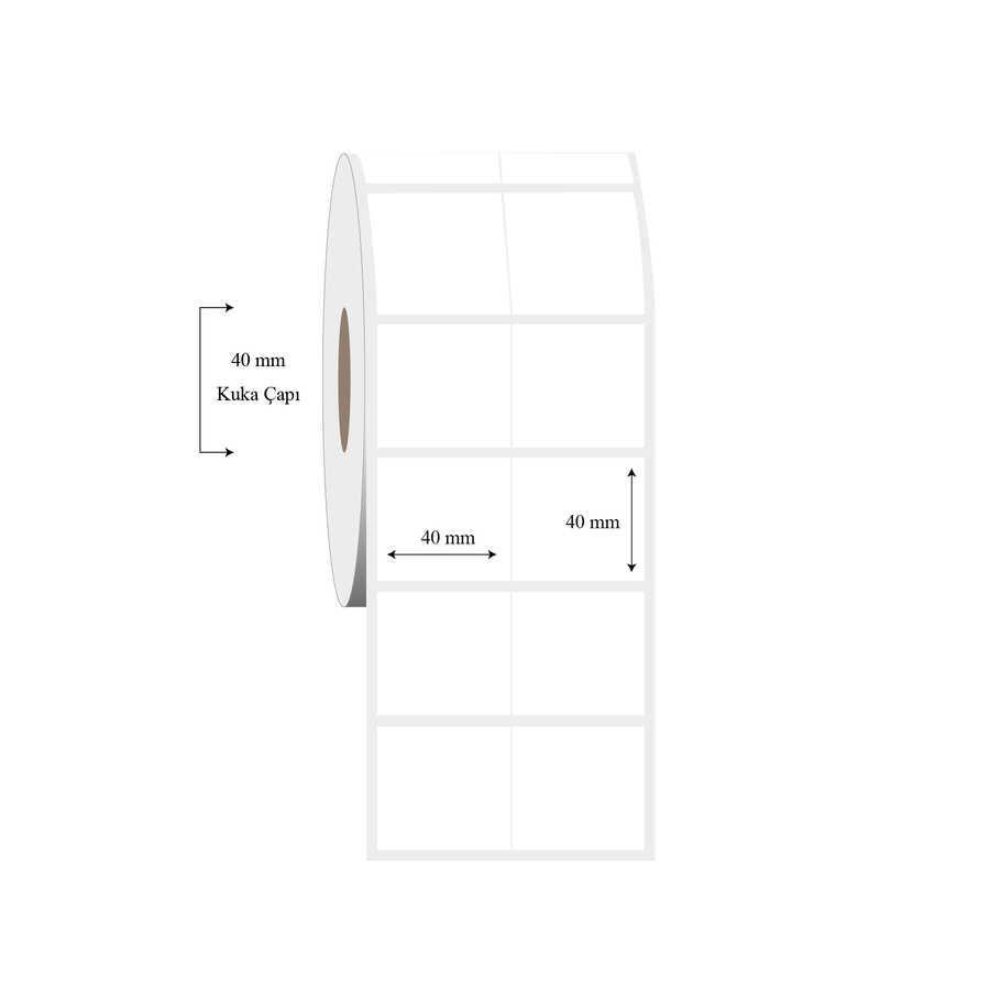 40mm x 40mm 2 li Bitişik PP Şeffaf Etiket