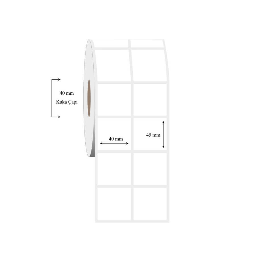 40mm x 45mm 2 li Ayrık PP Şeffaf Etiket