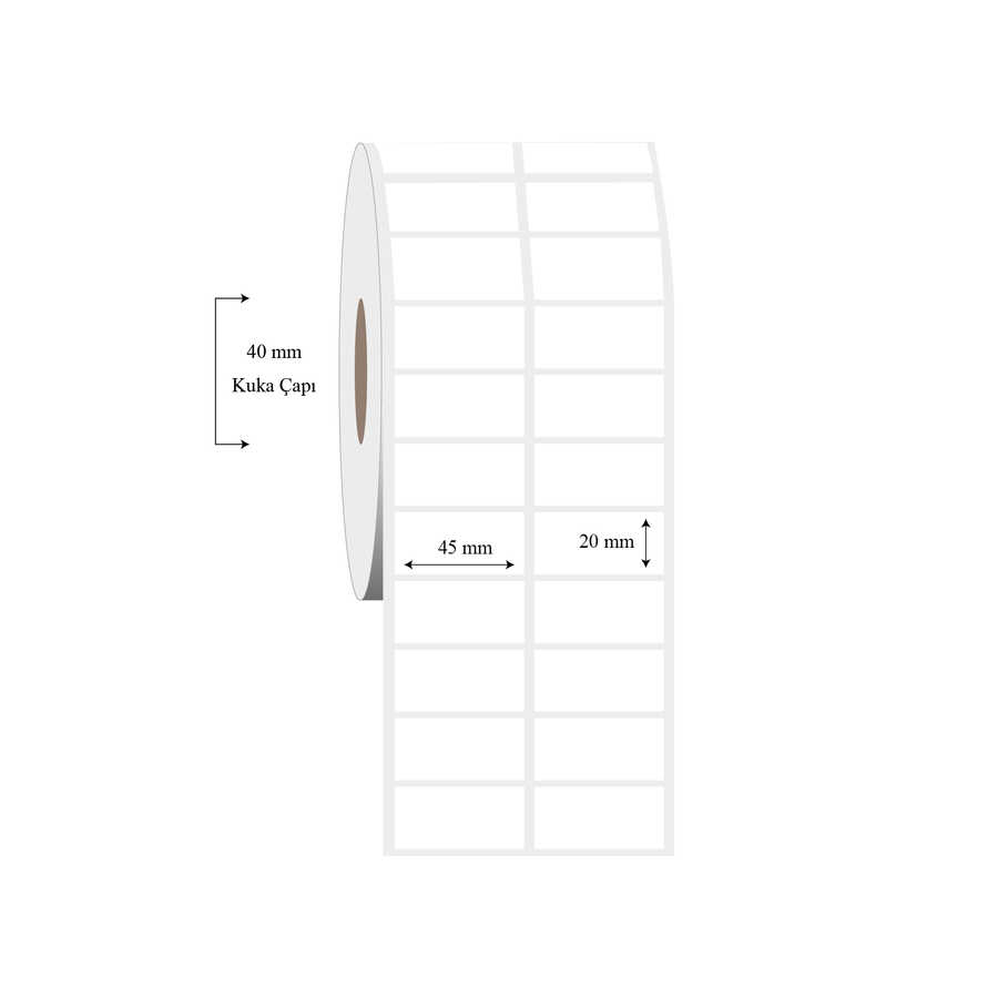 45mm x 20mm 2 li Ayrık PP Şeffaf Etiket