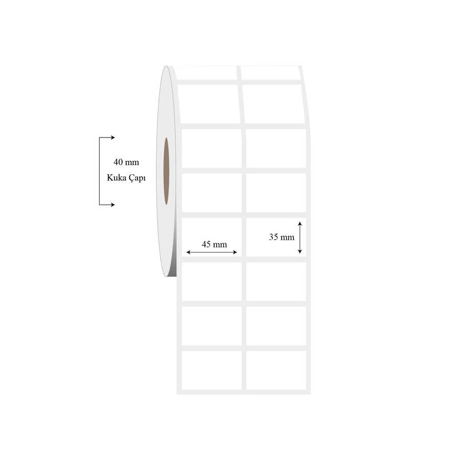45mm x 35mm 2 li Ayrık PP Şeffaf Etiket