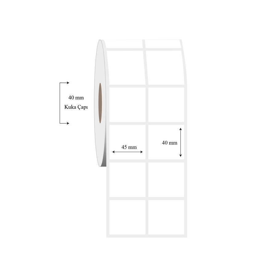 45mm x 40mm 2 li Ayrık PP Şeffaf Etiket