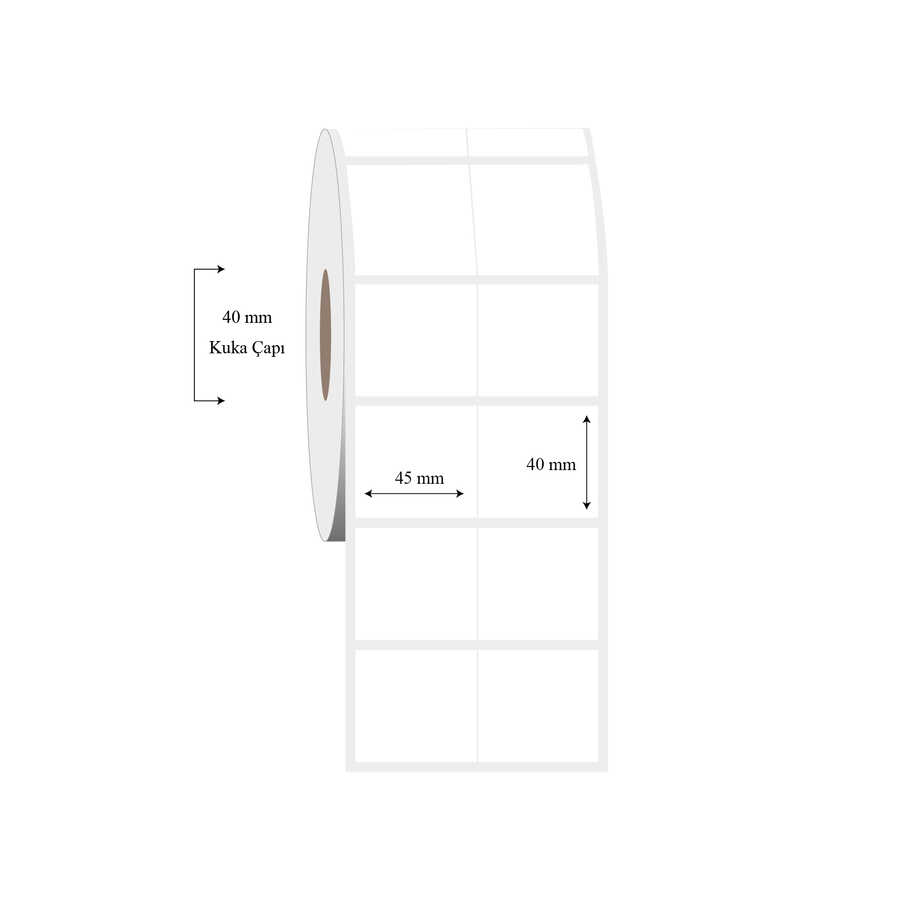 45mm x 40mm 2 li Bitişik PP Şeffaf Etiket