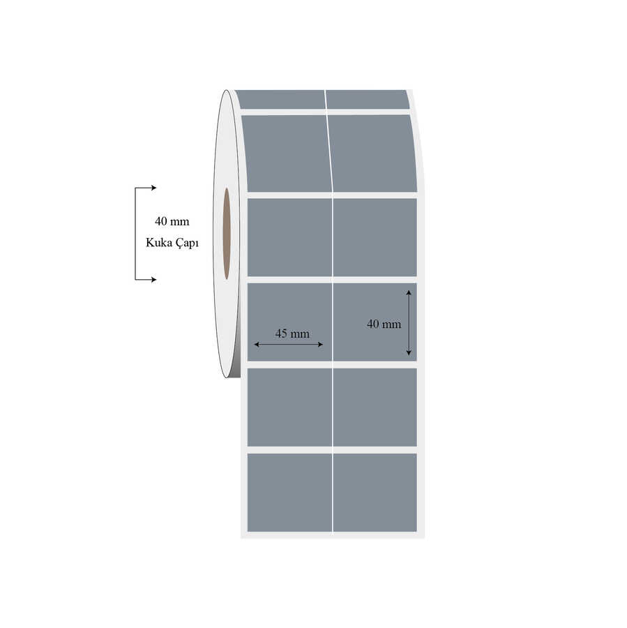 45mm x 40mm 2 li Bitişik Silvermat Etiket