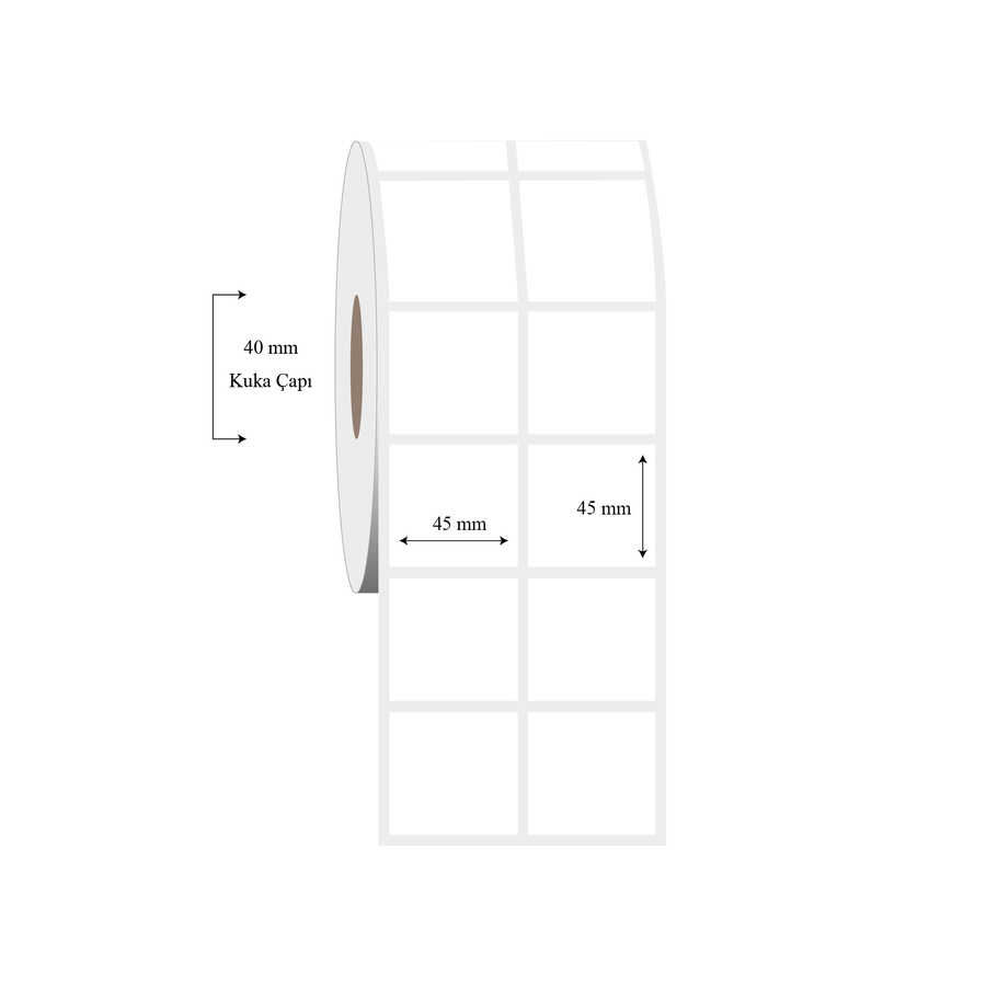 45mm x 45mm 2 li Ayrık PP Şeffaf Etiket