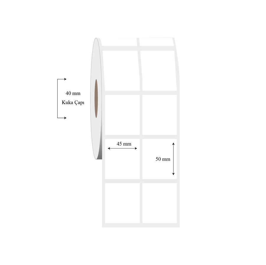 45mm x 50mm 2 li Ayrık PP Şeffaf Etiket