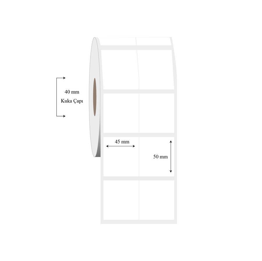 45mm x 50mm 2 li Bitişik PP Şeffaf Etiket