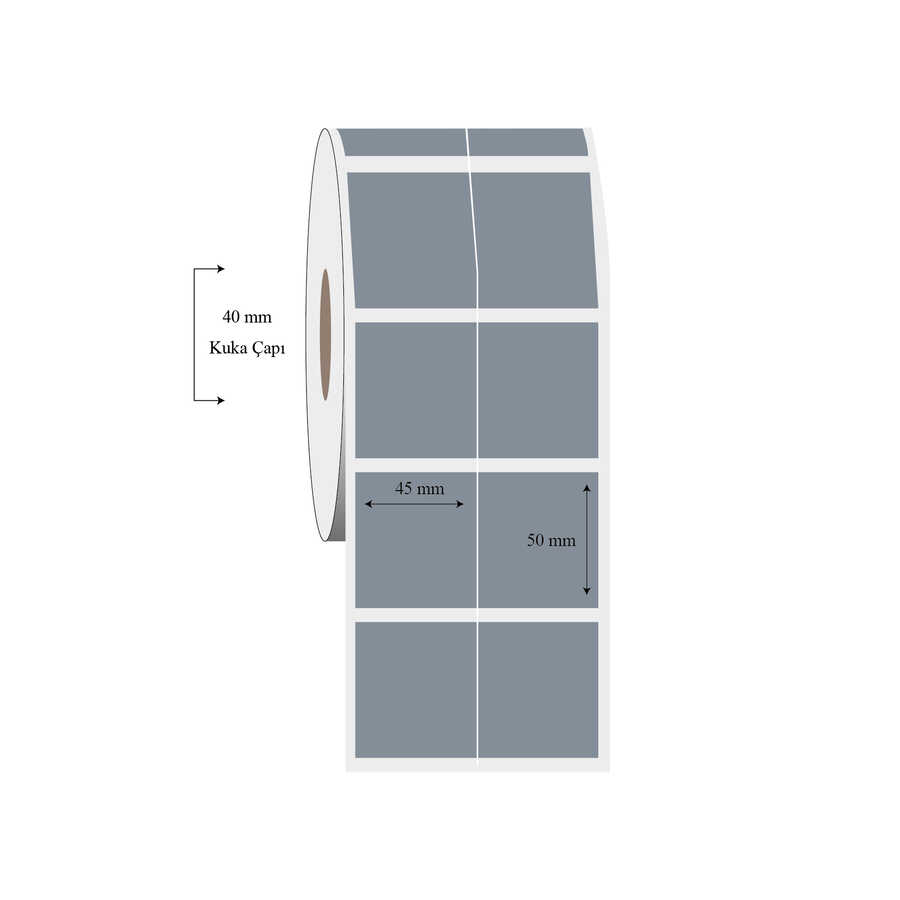 45mm x 50mm 2 li Bitişik Silvermat Etiket