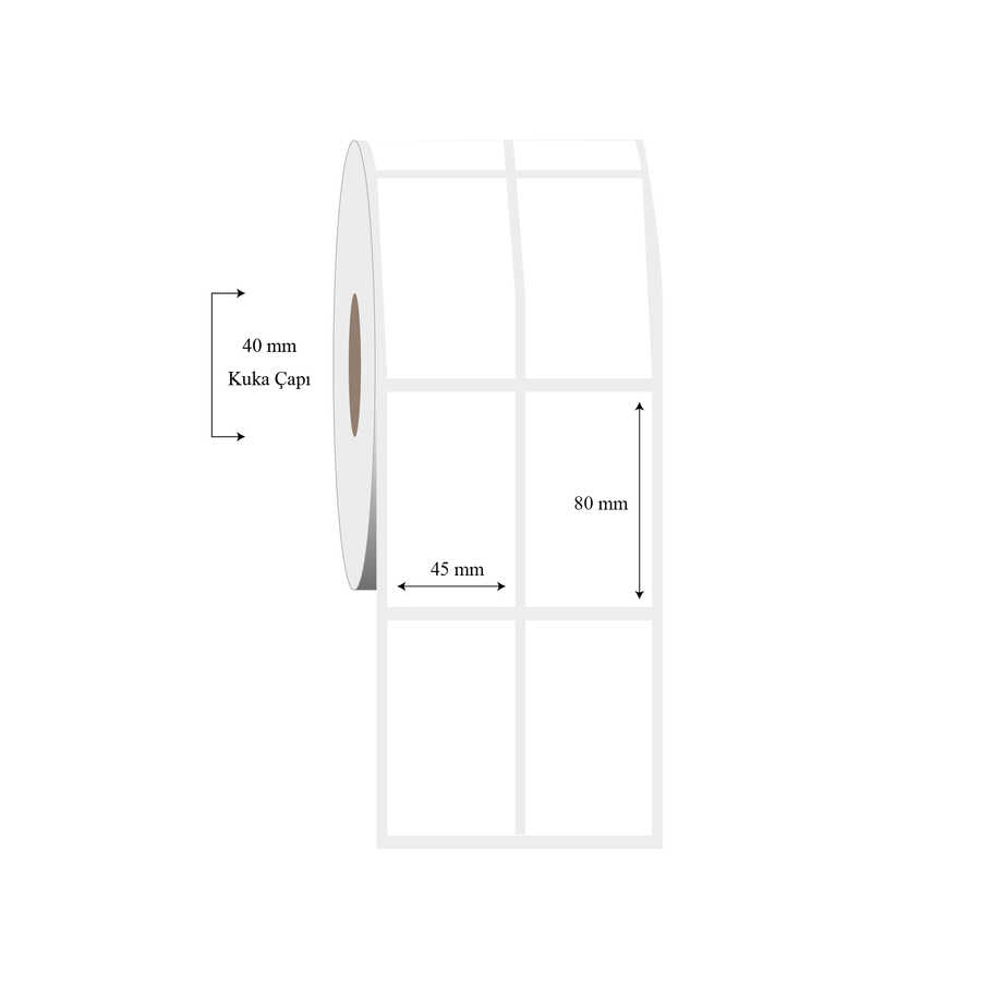 45mm x 80mm 2 li Ayrık PP Şeffaf Etiket