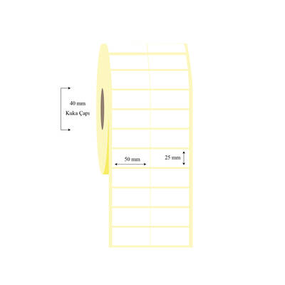 50mm x 25mm 2 li Bitişik PP Opak Etiket - 1