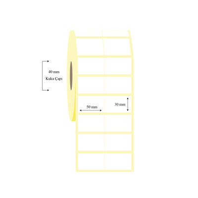50mm x 30mm 2 li Bitişik Termal Etiket - 1