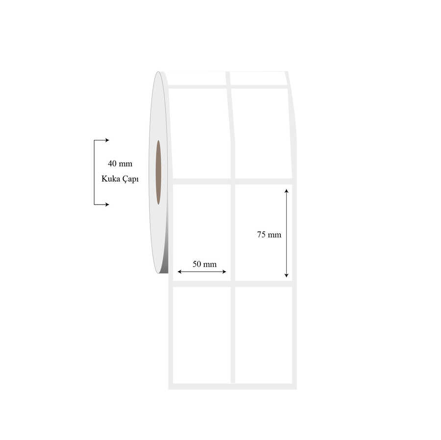 50mm x 75mm 2 li Ayrık PP Şeffaf Etiket