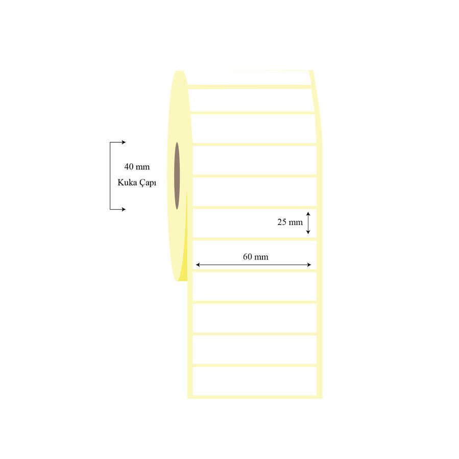 60mm x 25mm Tekli Kuşe Etiket