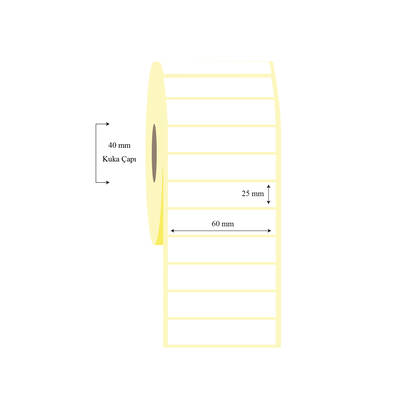 60mm x 25mm Tekli Kuşe Etiket - 1