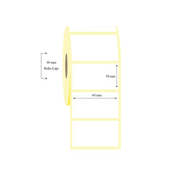 60mm x 50mm Tekli Kuşe Etiket - 