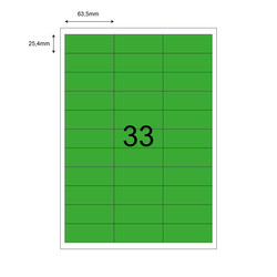 63,5mm x 25,4mm Yeşil Lazer Etiket - 