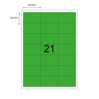 63,5mm x 38,1mm Yeşil Lazer Etiket - 1