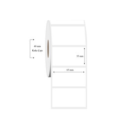 65mm x 55mm Tekli PP Şeffaf Etiket - 