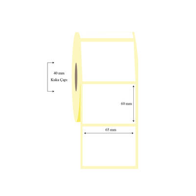 65mm x 60mm Tekli Termal Etiket - 1