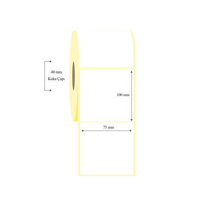 75mm x 100mm Tekli Kuşe Etiket - 1