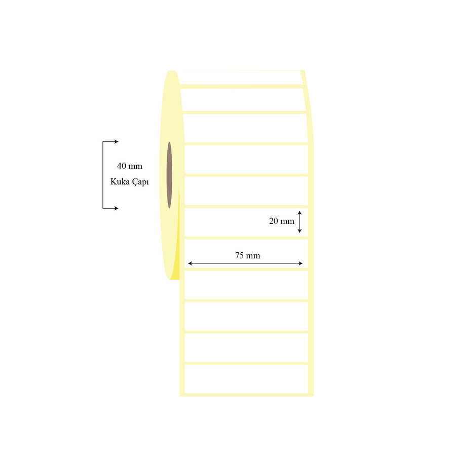 75mm x 20mm Tekli Kuşe Etiket