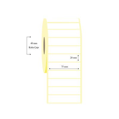 75mm x 20mm Tekli PP Opak Etiket - 1