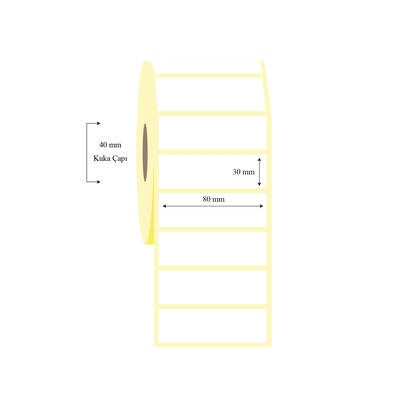 80mm x 30mm Tekli Termal Etiket - 1