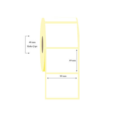 80mm x 60mm Tekli Termal Etiket - 1